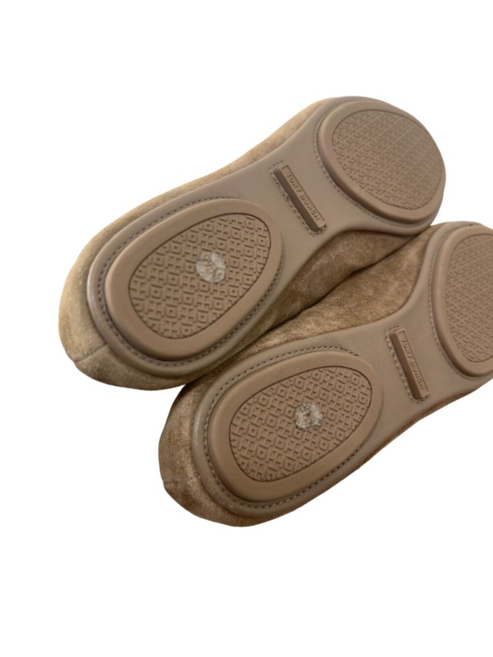Tory Burch Minnie Travel Suede Ballet Flats Beige Logo Detail Women Size 9.5M - Picture 11 of 16